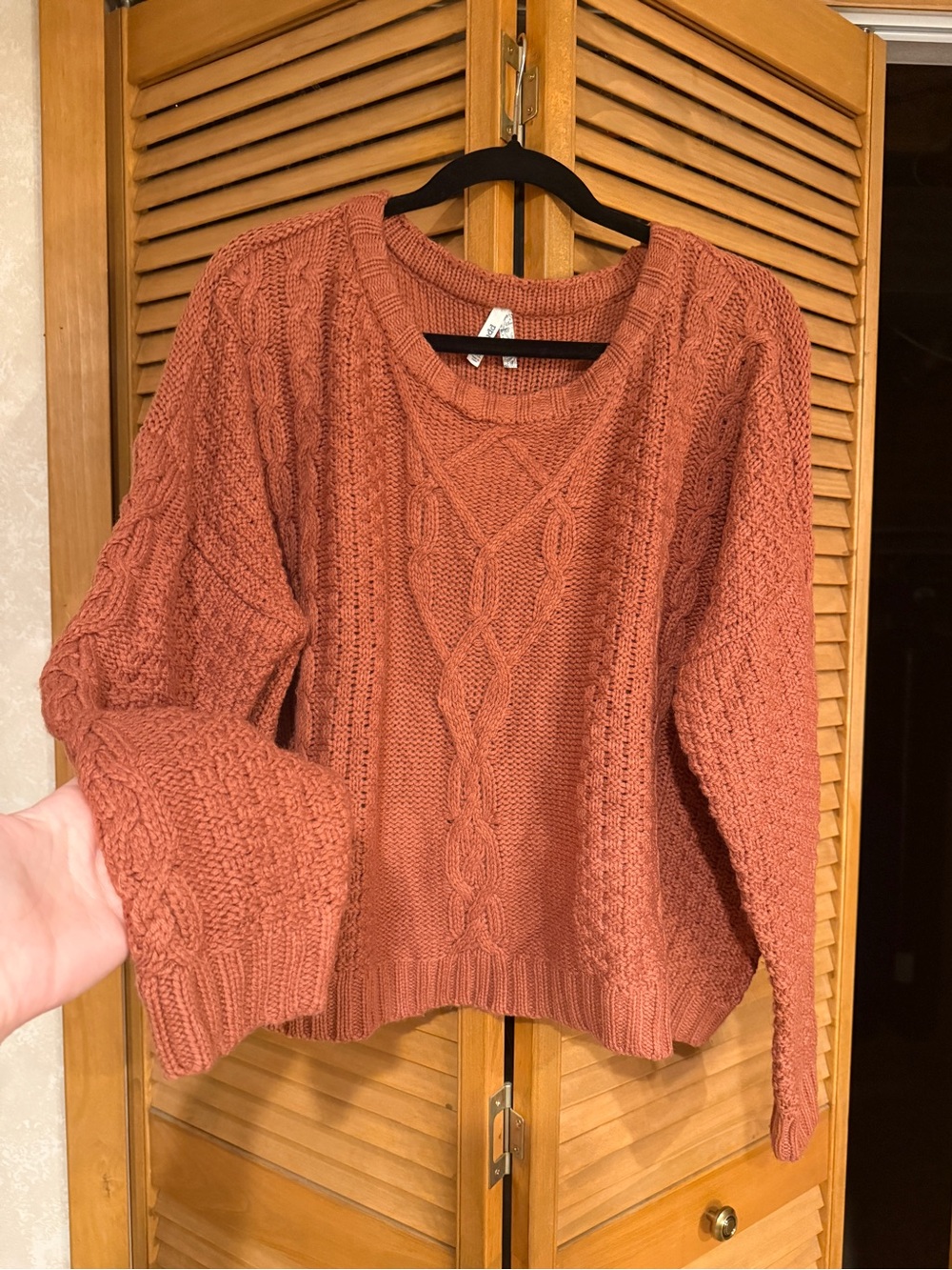 Mudd Rust Orange Cable Knit Pullover Sweater Women Size XXL Chunky Cozy Crewneck